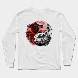 Yin e yang Temple and Nature Long Sleeve T-Shirt